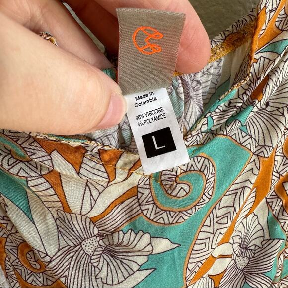 Maaji Cold Shoulder Teal Orange Lace Detail Swim Coverup Dress Size Large - Picture 8 of 11